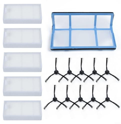 Ersatzteile für Medion MD18500 / MD18600 / MD18501 Staubsauger (1 Vorfilternetz, 5 Filter, 10 Seitenbürsten)