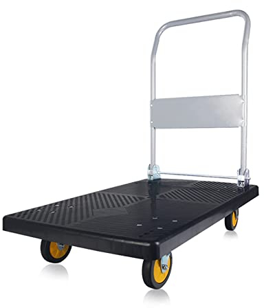 Plattformwagen, zusammenklappbarer Wagen, 300 kg Ladegewicht, Handschub-Plattformwagen mit 360-Grad-Schwenkrädern, PP-Industrie-Schubwagen, zum Laden und Lagern/90 x 60 x 94 cm