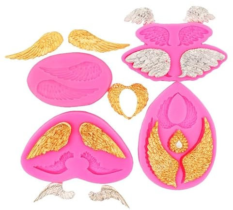 Fondant Formen 4 Stück Engelsflügel Silikon Kuchenformen Fondant Tortenformen Ton Ton Ton Ton Seifenformen