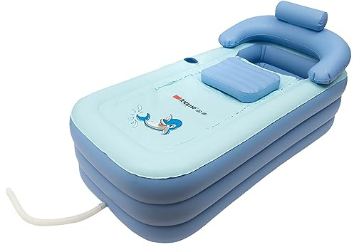 TuliperMood Baignoire gonflable portable pour adulte - 160 cm - Baignoire autoportante - Pour adultes et douche - Bleu
