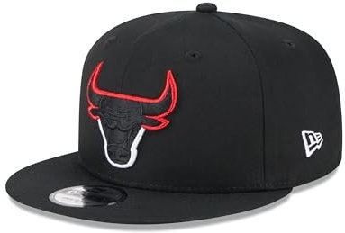 New Era Chicago Bulls NBA Cap Snapback verstellbar schwarz Teamlogo Kappe gerader Schirm Basketball - S-M (6 3/8-7 1/4)