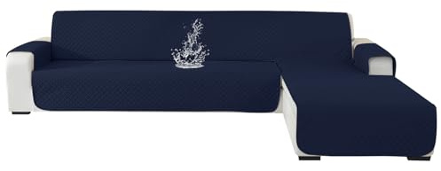 Ystyle Sofabezug L Form 2 Sitzer, Universal Reversibel Sofa Überzug L Form Für Links/Rechts Halbinsel, Ecksofa Bezug Wasserdicht, Couch Überzug L Form rutschfest Waschbar (210cm, Dunkelblau)