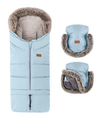 Petite&Mars Fusak 4v1 Arctic Sac de Couchage d'hiver pour Poussette, Buggy et siège Auto Imperméable et Coupe-Vent, Sky Whisper Set, 78/110x48cm, Petite & Mars Fusak 4v1 Arctic Chancelière pour