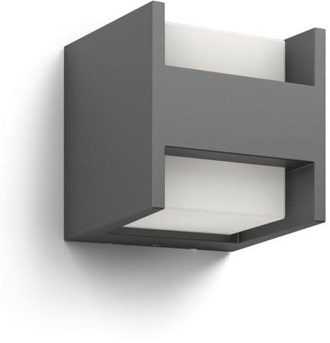 PHILIPS Arbour LED Outdoor ultra effiziente Wandleuchte, 2-flammig/up-down, wetterfeste Außenleuchte mit warmweißem Licht, energiesparende LED Beleuchtung, anthrazit, Doppelpack