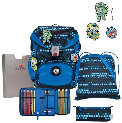 DerDieDas Schulranzen Set 5-TLG. ErgoFlex Superflash Blue Robot