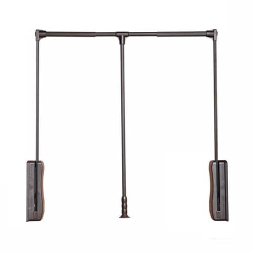 Herunterziehbare Kleiderschrankstange, verstellbare Breite, herunterziehbare Kleiderschrankstange, Aluminium-Teleskop-Kleiderbügel, Kleiderstange, platzsparendes Aufbewahrungssystem, Lager 15 kg(Black