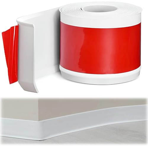 Weichsockelleiste Selbstklebend,6M, 70 mm PVC Weichsockelleiste,Sockelleiste Selbstklebend,für Küche und Badezimmer (50x20mm Weiß)