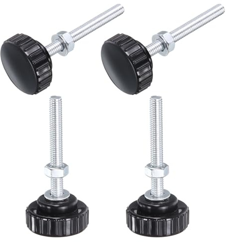 QUARKZMAN 4 Stück Rändelschraube mit Gewinde M6 x 60mm Rundkopfschraube mit Muttern Unterlegscheiben, Flügelschrauben Verzinkter Kohlenstoffstahl Klemmhebel 30mm Klemmknöpfe für Maschine