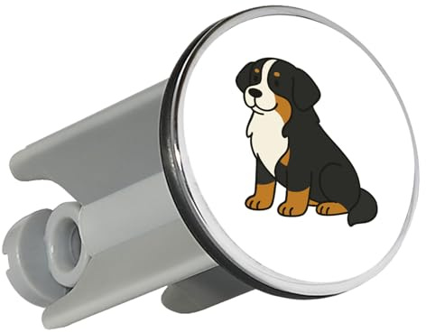Huuraa Waschbeckenstöpsel Berner Sennenhund Comic Berner Geschenk | Universal Stopfen 4cm höhenverstellbar Abflussstopfen Geschenkidee Stöpsel mit Motiv für das Waschbecken