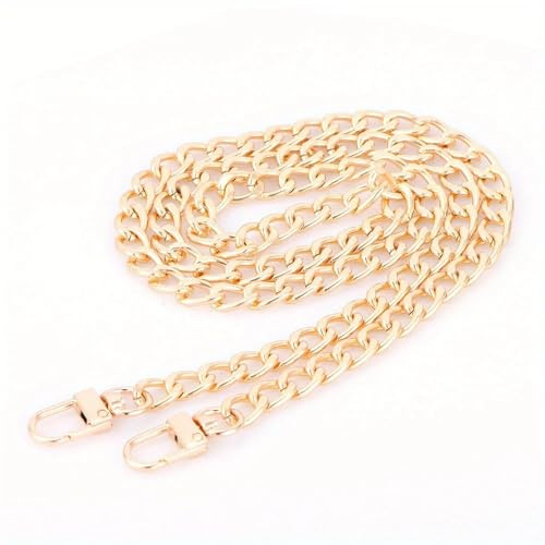 Taschenkette,Kette Für Tasche 40–140 cm Geldbörsenkettenriemen, flacher Kettenriemen, Handtaschenketten for Geldbörsen, Satchel-Tragetaschen, Schultertaschenketten, Ersatzriemen(Gold,140cm)