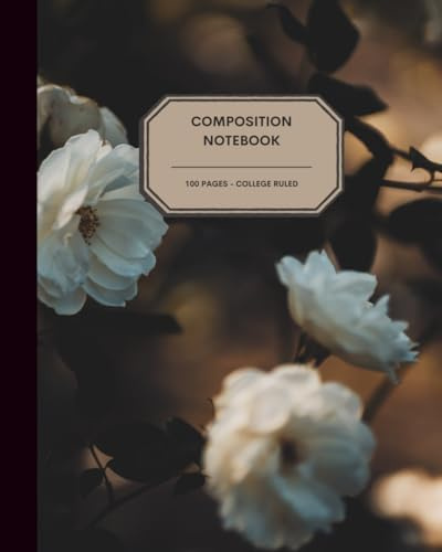 Whispered Roses: Dark Academia Journal Notebook – 8x10” – 100 College Ruled Pages – Moody White Rose Aesthetic – Ideal for Writers, Poets & Deep Thinkers