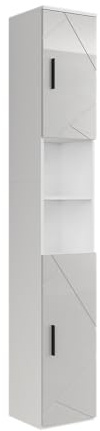 Vicco Hochschrank Irma, Weiß/Weiß Hochglanz, 30 x 190 cm | mit 2 Türen, zur Aufbewahrung von Badutensilien und Handtüchern geeignet