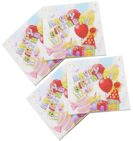 MUCKLILY 80Blätter Geburtstagsservietten Farbenfrohe Papiercocktailservietten Tischdeko für Kinderpartys Hochzeiten Babypartys und Jubiläen Servietten pro Packung