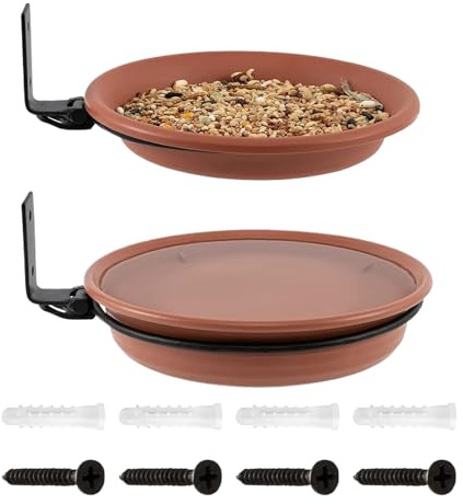 ComederoO Para Pájaros Montado En El ÁRbol - Baños Para Pájaros Silvestres Colgantes | Bandeja De Baño Para ComederoO De Pájaros | Decoración Exterior 2 Cuencos De Agua Y Comida Para Jardín, Balcón, C