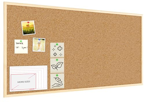 ALLboards Pinnwand mit Naturholzrahmen 120x60cm Korktafel Korkwand Pinnwand Kork