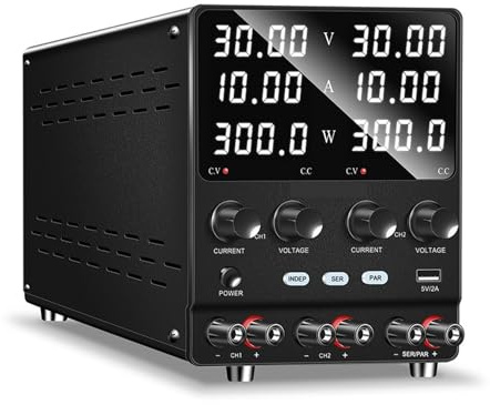 Fuente de alimentación de CC Variable de Canal Dual Digital 30 V 10 A 60 V 5 A Regulador de Voltaje de Banco conmutado Funciones en Serie y Paralelo Alta Estabilidad(SPS605-2KD 60V5A)