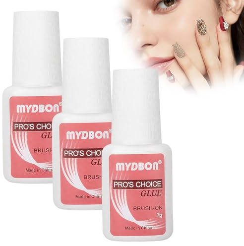 EIH1 3PCS Colla Unghie Finte Forte, 7g Colla per Riparare le Unghie Finte, Nail Bond Colla per Unghie Finte con un Pennello