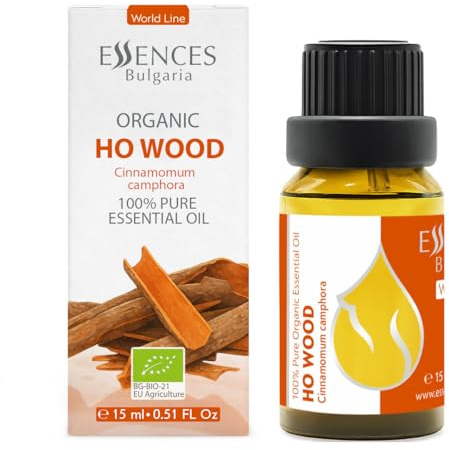 Essences Bulgaria Olio Essenziale Di Legno Di Ho Biologico 15 ml | Cinnamomum Camphora | 100% Puro | Naturale | Non Diluito | Grado Terapeutico | Aromaterapia | Cosmetici |Cruelty Free | Vegan