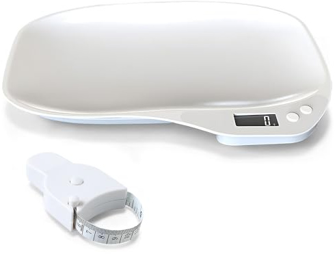 Báscula digital para mascotas, báscula de pesaje para mascotas pequeñas de 15 kg con 4 modos de pesaje (g/ml/oz/lb), báscula electrónica para bebés con cómoda plataforma curva, báscula de bebé para