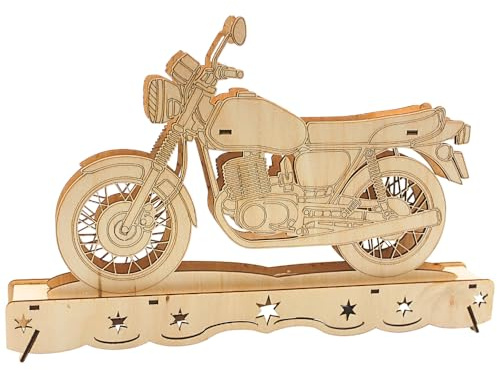Ostalgie Moped Schwippbogen, DDR - Moped Schwibbogen, Lichterbogen Ostalgie, Schwibbogen DDR-Fahrzeug, aus Holz mit LED-Beleuchtung – Batteriebetrieben (2x AA), Made in EU, L/B/H 35 x 4 x 23 cm.