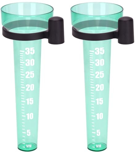 KINGLAKE 2PCS Pluviometre Exterieur Jardin, Pluviomètre Plastique avec Titulaire, pour Jardin Fermes, 24X8.5CM-Vert Clair