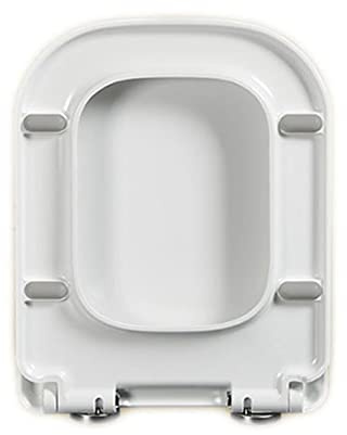 Sedile WC quadrato con chiusura ammortizzata a sgancio rapido per una facile pulizia Fissaggio superiore Cerniere regolabili Bianco Bagno Design Comfort essenziale Facile installazione