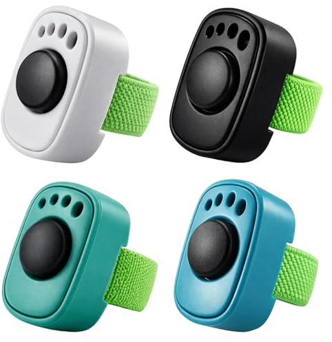BrKern Klicker Hund, 4er-Set Mini-Clicker für Haustiertraining, Effektives Werkzeug für Grundkommandos und Verhaltenskorrektur, Leicht und Handlich in Schwarz/Weiß/Himmelblau/Türkis