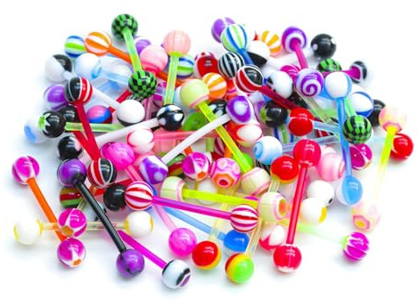 12Pcs Colourful Tongue Rings Set – Random Colour Mixed 14G 1.6x16mm Acrylic Tongue Barbells with 6mm Balls, Ideal for Personal Style Expression & Gift for Women and Men
