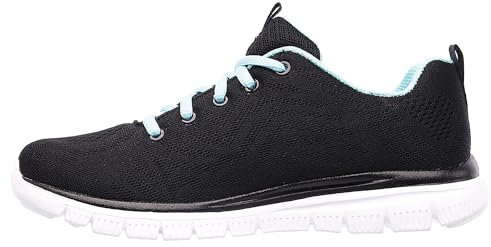 Skechers Women's Graceful Get Connected Sneaker, Black Mesh Turquoise Trim, 6.5 UK