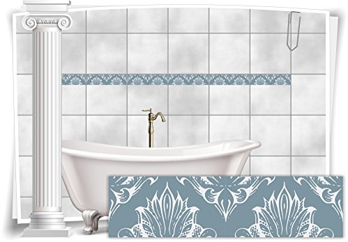 Medianlux Fliesenaufkleber Bordüre Fliesen Aufkleber Vintage Nostalgie Retro Bad WC Küche, 20 Stück, 20x5,2cm (BxH)