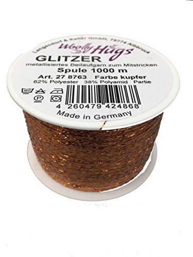 Unbekannt NEUHEIT aus der Collektion Woolly Hug`s 1000m Glitzer - Farbe 302 Kupfer - metallisiertes Beilaufgarn zum Mitstricken oder Mithäkeln