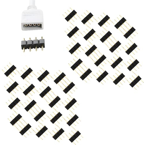 CESFONJER 4-Poliger Steckverbinderadapter für RGB 3528/5050 LED-Lichtstreifen (40 Stück)