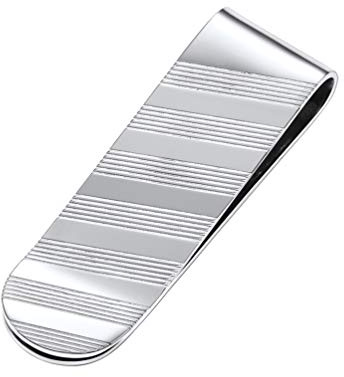 PROSTEEL Herren Geldclip Geldklammer mit Streifen Edelstahl Visitenkarte Kreditkarte Geldscheine Brieftasche Halter Weihnachten Jahrestag, Silber