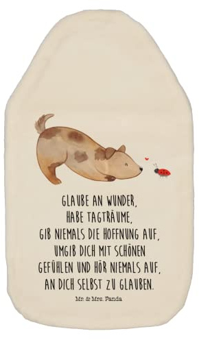 Mr. & Mrs. Panda Wärmflasche Hund Marienkäfer - Geschenk, Hundemama, Hundespruch, Hundemotiv, Tierliebhaber, Kleine Wärmflasche, Hunde, achtsam,