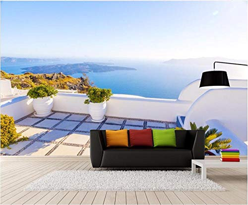 Papier Peint Panoramique 3D Tapisserie Intissé Murales poster geant photo Décoration Murale Effet Trompe Loeil 150x105cm picture Mer romantique et chaleureuse grecque