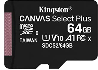 Kingston - Micro SD Card HC 64 GB -C10 Kingston + Adattatore SD- Canvas Select Plus Rif: SDCS2/64 GB Sorecop Incluso