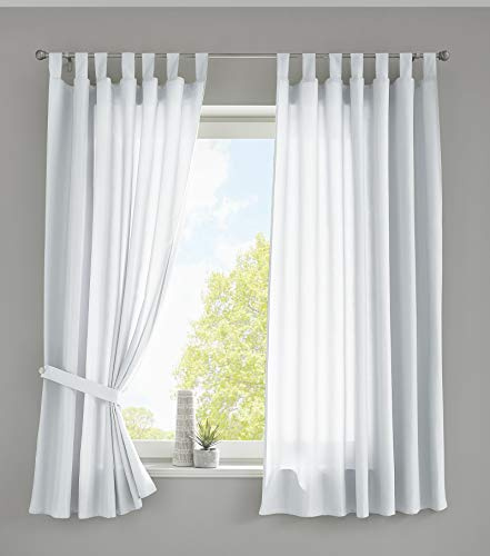Gardinenbox 2er Set Vorhänge Schal Schlaufen »Berlin« HxB 175x140 cm Weiß Blickdicht Microsatin Lichtdurchlässig Kräuselband Uni Matt, 20400N2