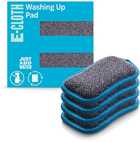 E-Cloth Washing Up Pad - Dish Sponge Kitchen Cleaner Kit - Reusable Kitchen Sponge for Dishes - Sponge for Cleaning - Non-Scratch Dish Scrubber for Cleaning - 4-Pack