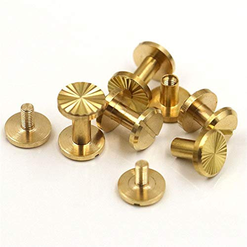 Blind riveds, 10pcs Solid Brass Binding Chicago Screws Nail, Stud Rivets for Photo Album Leather Craft Studs Belt Wallet Fasteners 10mm Cap (Size : 4mm)