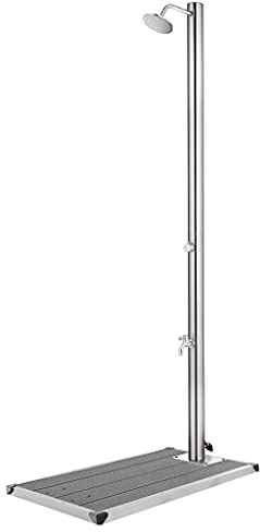 vidaXL Trädgårdsdusch med grått golv 220 cm rostfritt stål