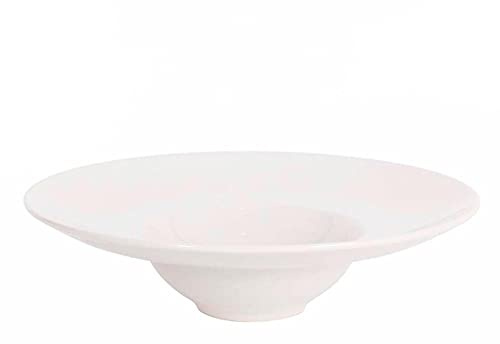 Acan Plato Redondo de 28 cm de diámetro y 7 cm de Altura, Color Blanco. Recipiente de cerámica para Servir Comida para hogar o hostelería. Plato Hondo Especial para pastas.