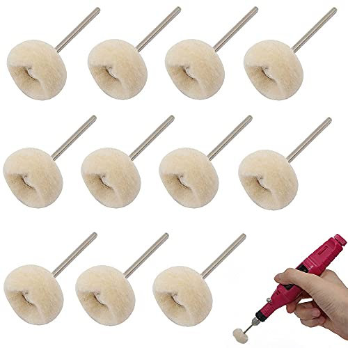 15 Pieces Soft Fine Shank Buff Wheels Wool Felt Polishing Buffing Wheels Shank Polishing Wheel for Jewelry Metal Glass Polishing Bit