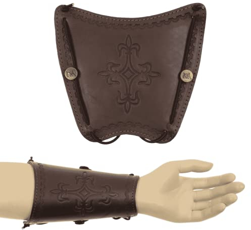 elToro Prime Brea - Shield - Armschutz; aus robustem, hochwertigem Glattleder, mit Ornament; Ausrüstung bei Pfeil und Bogen (Coffee)