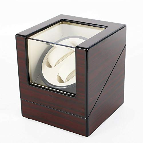 RibasuBB Uhrenbeweger fur Automatikuhren,Watch Winder Box 2+0 Automatisch Uhrenbeweger Uhrenkasten Uhrenbox Holz Watch Winder Mit 2 Kissen für alle Automatikuhren Mechanischen Uhren