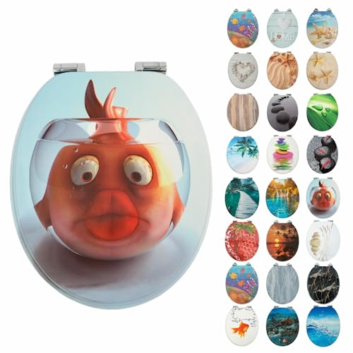 SAINOS,WC Sitz mit Absenkautomatik,Toilettendeckel aus Holz,Stabile Qualität,Einfache Reinigung