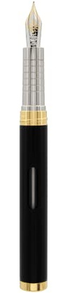 DIPLOMAT NEXUS Füllhalter Goldfeder mit Tintenglas Schwarz/Federstärken: EF 14kt / Füllfederhalter/Handgefertigt/mit Geschenkbox/Füller Fountain Pen/Farbe: Schwarz/Gold