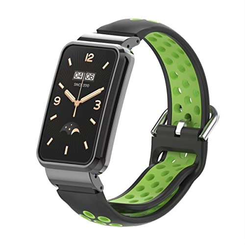 nuosiweilang Kompatibel für Xiaomi Smart Band 7 Pro Armband Silikon Atmungsaktiv zweifarbig Watch Band Edelstahl Metall Schutzrahmen Zubehör für Mi Band 7pro Smartwatch Männer und Frauen