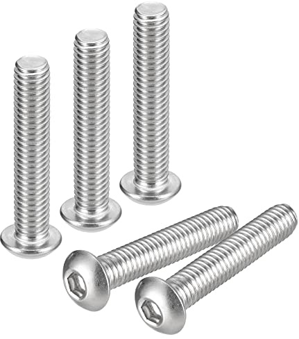 sourcing map 3/8-16x2 Button Head Socket Cap Screws, 5pcs 304 Stainless Steel Fasteners Hex Bolts Screws, Full Thread Hex Drive Screws