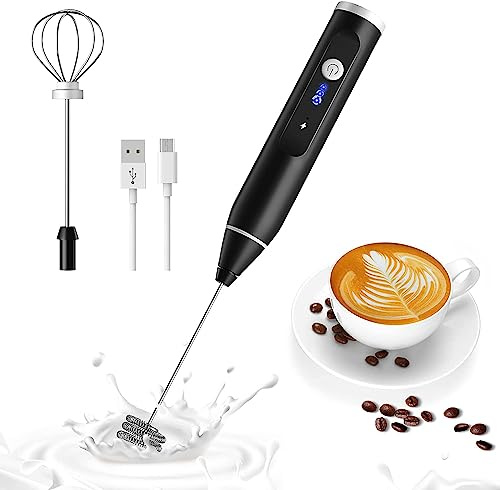 Espumador de Leche Eléctrico de 3 Velocidades, Espumador de Mano Recargable por USB, Batidor Eléctrico para Espuma de Café, Mezclador de Bebidas de Alta Velocidad, Varita de Espuma de Café
