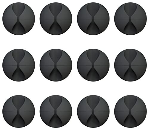 12 Pack Cable Clips, Jeowoqao Cord Organizer Holder Adhesive Cord Management Charger Wire Holder Clips for Desk, Home, Office, Car, Cubicle, Nightstand (Black)